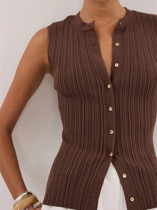 Tossy Summer Knitwear Ribbed Cardigan Top Female Sleeveless Solid Fashion Patchwork Y2k Cropped Top Women's Knit Cardigan Coat