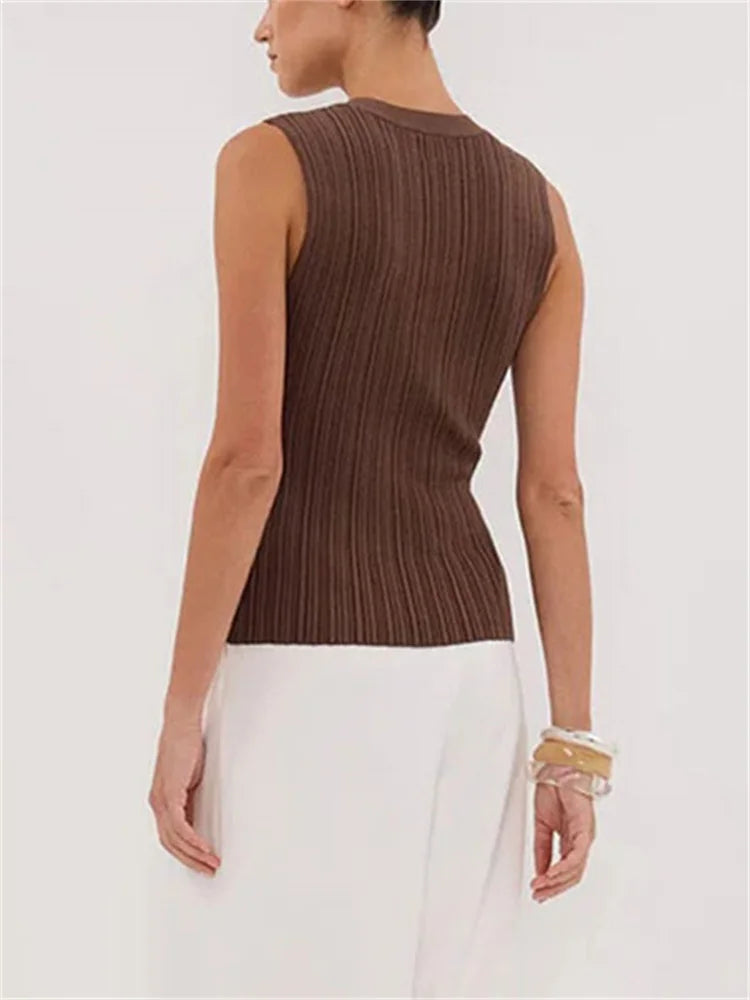 Tossy Summer Knitwear Ribbed Cardigan Top Female Sleeveless Solid Fashion Patchwork Y2k Cropped Top Women's Knit Cardigan Coat